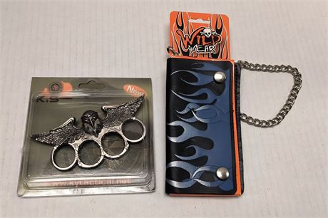 Wild Gear Wallet & Bald Eagle Brass Knuckles