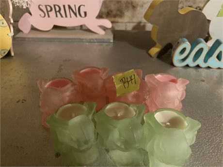Easter Decor, Glass Bunny Candles
