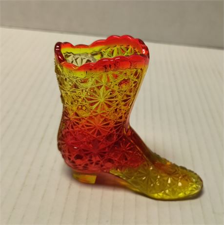 Amberina Knee High Unmarked Glass Boot