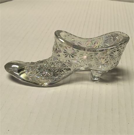 Clear Glass Boot. Marked With (S) On Bottom Of Boot
