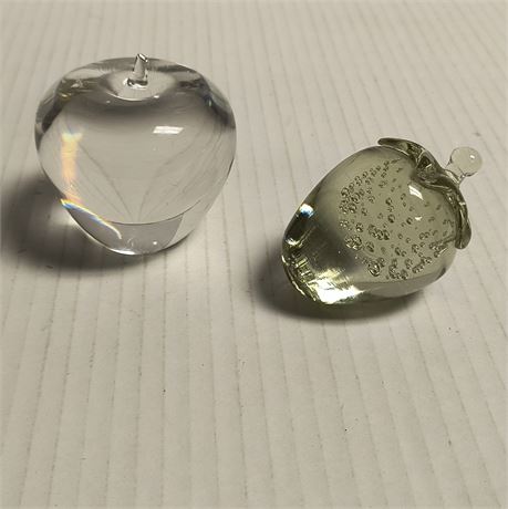 Strawberry & Apple Clear Glass paper Weights