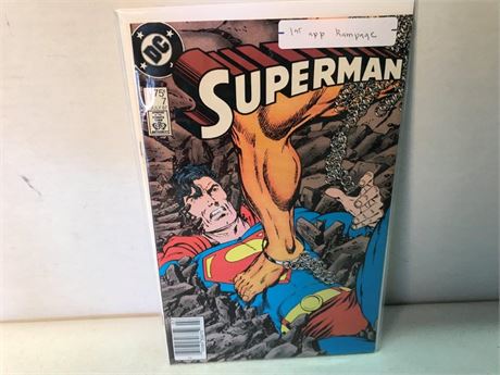 Superman #7 July 87 1st app. of Rampage Comic Book