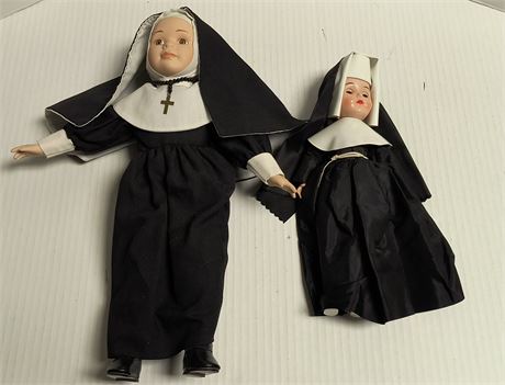 2 Vintage Collectible Nun Dolls