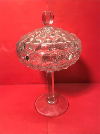 Vintage Fostoria American Clear Lidded Compote