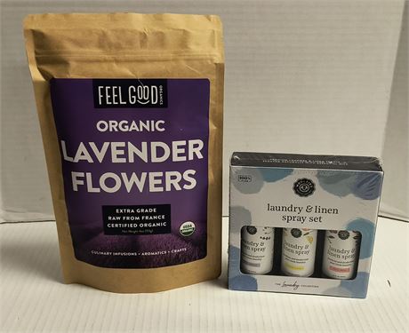 Lavender Flowers & Laundry & Linen Spray Set
