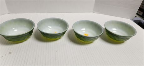 Vintage Anchor Hocking  Green Small Cereal Bowls