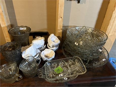 Crystal and Glass Dishes and Smokey Gray Glass