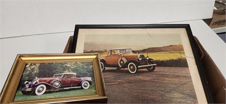 Wood Framed Vintage Car Pictures