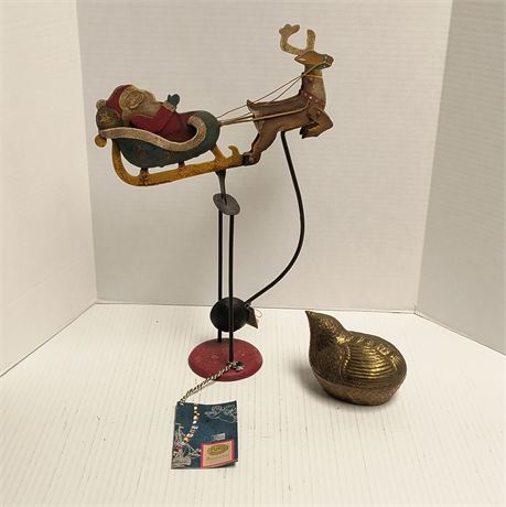 Neiman Marcus Bird & Santa In Sleigh Balancing Toy