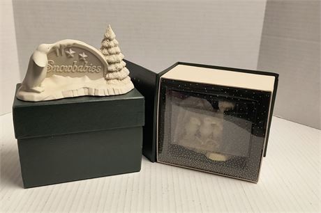 Dept. 56 Snow Babies Polar Sign & Snow Babies Fishing For Dreams