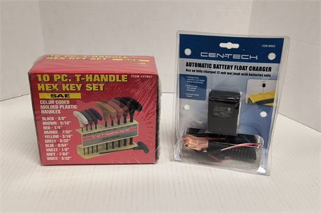 10-Piece T-Handle Hex Key Set & Cen-Tech Automatic Battery Float Charger