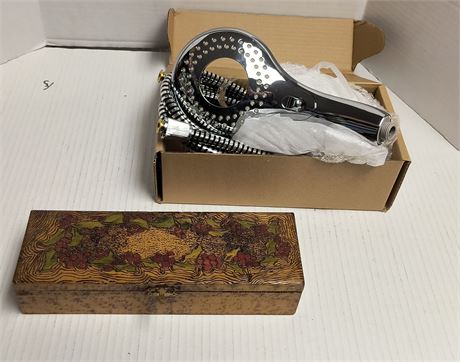 Decorative Wood Box & Shower Head