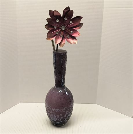 Decorative Vase With Metal Flower