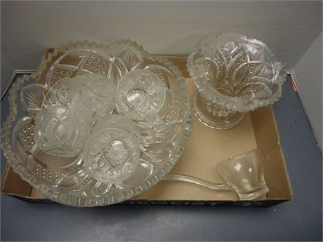 Punch Bowl & Cups & Misc. Glassware