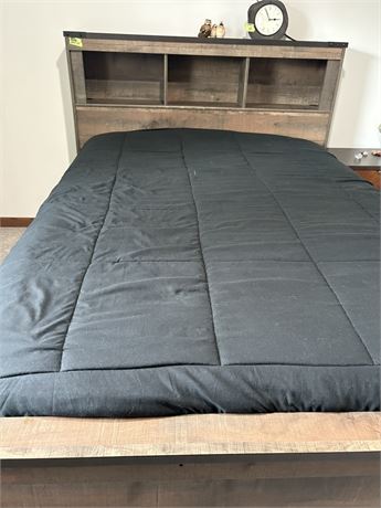 Wood Headboard and Bed Frame with Storage (Mattress not Included)