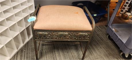 Metal Elephant Stool With Cushion. Stain On Cushion