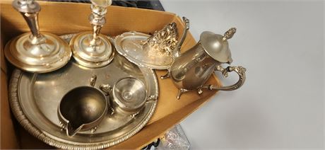 Tea set and candle holders