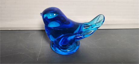 Vintage Bluebird Of Happiness Hand Blown Glass Signed Leo Ward Paperweight