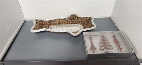 Seed Bead Fish Shape Wire Basket & Bead Photo Holders