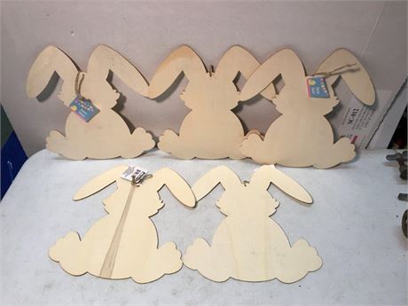 5 Wood Easter Bunny Craft Signs