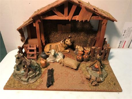 Vintage Nativity Scene with Animals & Misc. Figurines