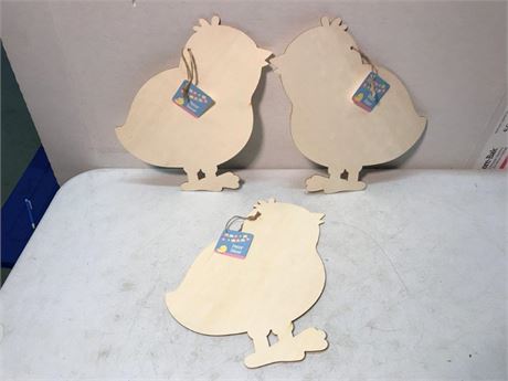 3 Wood Easter Chick Craft Signs