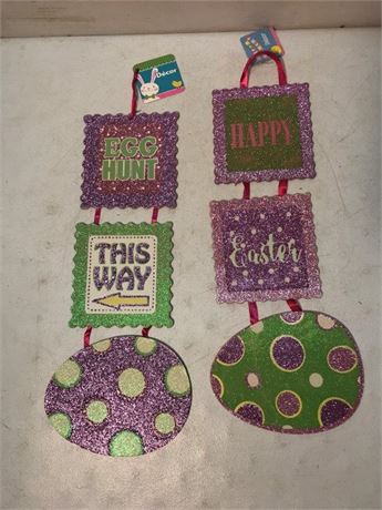 2 Easter Glitter Signs