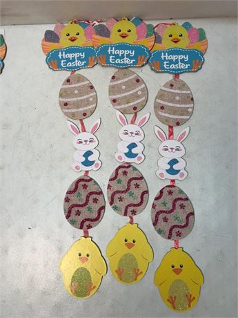 3 Happy Easter Hanging Signs (#1)