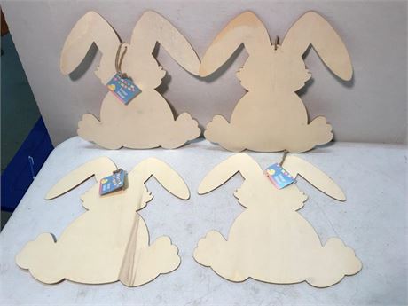 4 Wood Easter Bunny Craft Signs