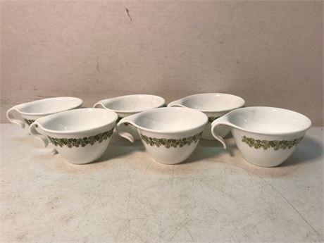 6 Vintage Corelle by Corning Spring Blossom Crazy Daisy Coffee Cups