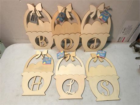 6 Lettered Easter Craft Basket Signs