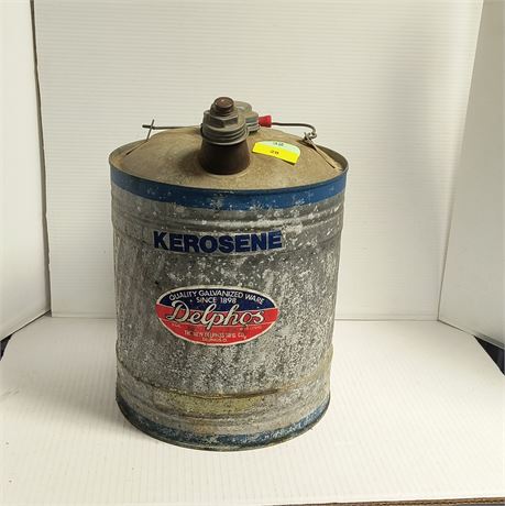 Vintage Delpho's Galvanized Metal Kerosene Container
