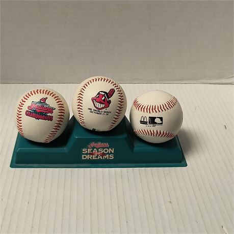 Indians Season Of Dreams Collectible Baseballs & Stand