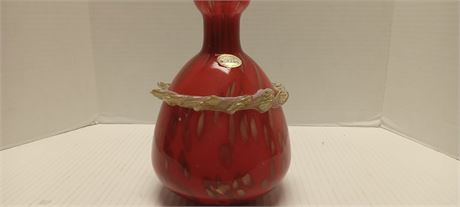 Murano Mid Century Modern Orange Copper Glass Vase