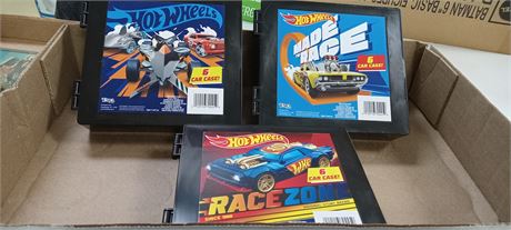 Three Hot Wheels Cases with Eighteen Cars