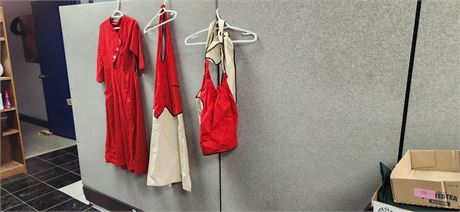 Vintage Red Dress & Vintage Aprons
