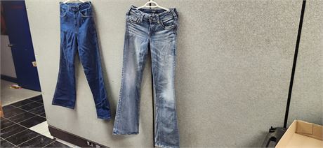 Vintage Silver Jeans. Size W28/L35 & Beer Cans Jeans