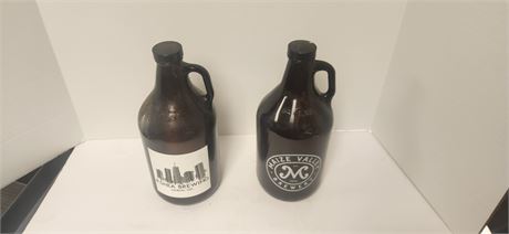 2 Large Quart Beer Bottles