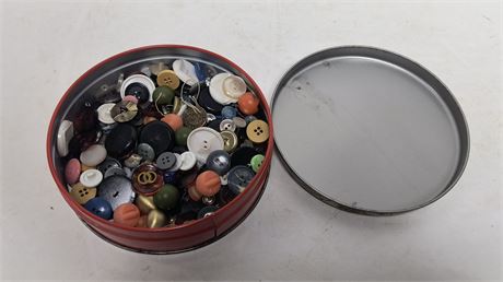 Lot Of Misc. Buttons & Tin