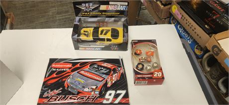Nascar Pez Candy Dispenser & Tony Stewart Ornaments & Nascar Picture