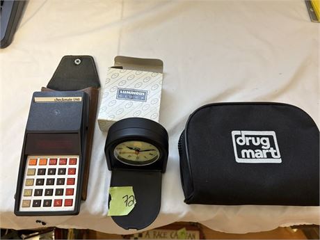 Misc Lot, Clock, Calculator, Blood Pressure Cuff