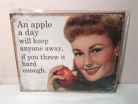 An Apple A Day Metal Sign