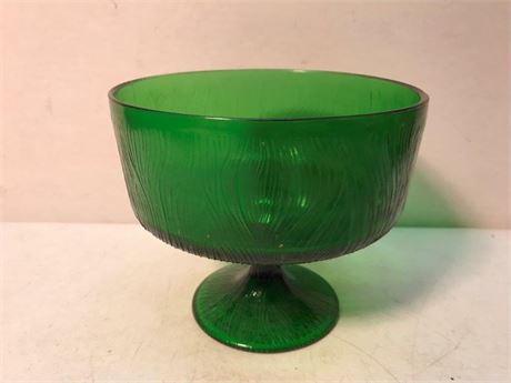 Hoosier Glass Vintage Emerald Green Textured Candy Dish