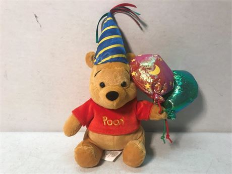 The Disney Store Winnie the Pooh “Pooh Party” Birthday and Balloons Plush 8"