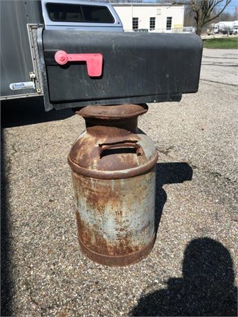Vintage Metal Milk Can with Attached Mailbox
