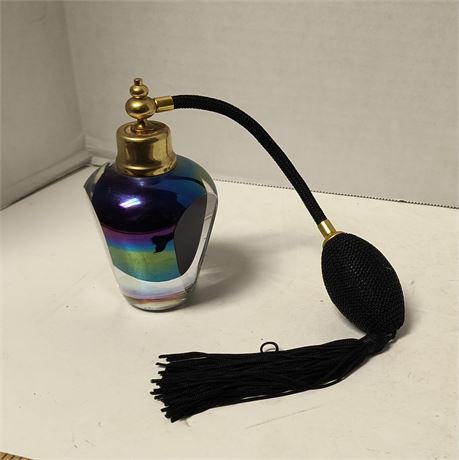 Art Deco Hand Cut Lead Crystal Cobalt Blue Perfume Bottle