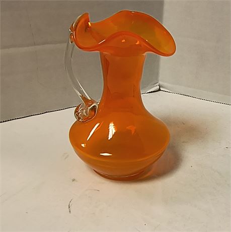 Orange Pitcher With Clear Handle