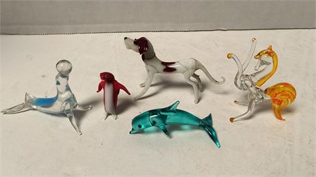 Various Blown Glass Decorative Animals