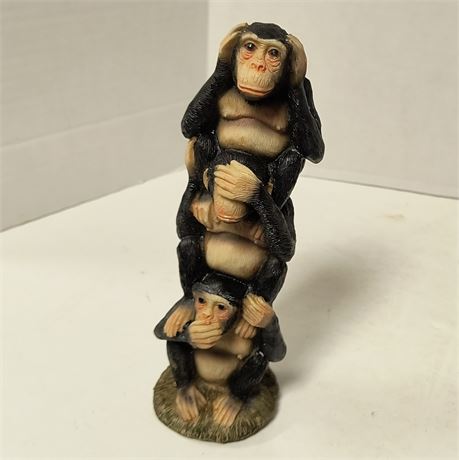 See & Say & Hear No Evil Monkey Totum Pole Statue