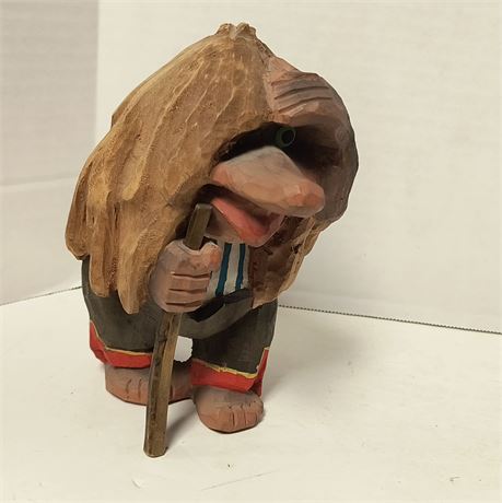 Vintage Hand Carved Wood Troll
